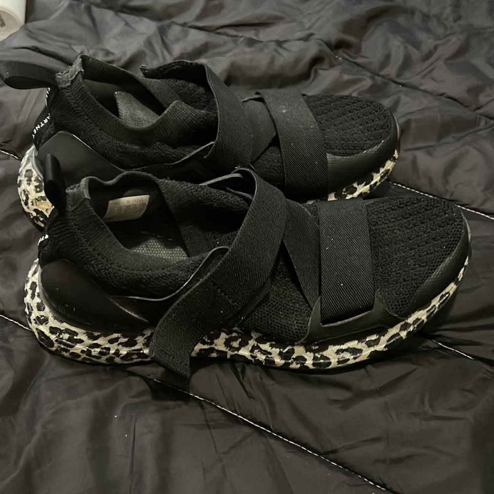 Adidas by Stella Mccartney Black & Leopard Sneakers French 36.5 36 1/2 - Picture 4 of 6